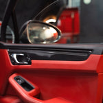 Rennline Carbon Fiber Door Trim Kit for Macan: OEM+ style, 2x2 carbon fiber with UV gloss resin, precision fit, easy installation. Shop now at PMB Performance.