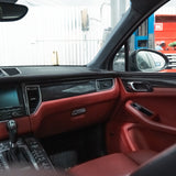 Rennline Carbon Fiber Dash Trim Kit for Macan: OEM+ style, 2x2 carbon fiber with UV gloss resin, precision fit, & easy installation. Shop now at PMB Performance.