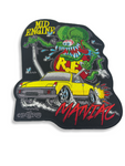 Official Rat Fink Porsche 914 Mid-Engine Maniac Patch, 10x8", iron-on/sew-on, durable embroidery for 914 fans. Perfect for jackets, bags. Fast shipping!