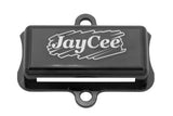 Boost your engine's performance with JayCee's Jet Deflector for the 48 Weber IDA carburetor! Crafted from billet aluminum, this deflector minimizes turbulence above the jet stack and fits perfectly over stock jet screens. Available in Red, Black, or Blue with the iconic "48 Special" logo, each unit enhances both performance and aesthetics. [Front view]