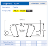 Pagid Racing Front/Rear Brake Pads for Porsche 991/992