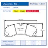 Pagid Racing Front/Rear Brake Pad Set No. 4924 for Porsche 911/981/718/991/992 product image 2