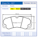 Pagid Racing Front/Rear Brake Pad Set No. 4927 for Porsche 981/718/991/992/918 product image 2
