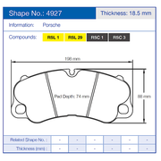 Pagid Racing Front/Rear Brake Pad Set No. 4927 for Porsche 981/718/991/992/918 product image 2