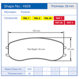 Pagid Racing Front/Rear Brake Pads for Porsche 991/Cayman GT4