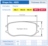 Pagid Racing Front/Rear Brake Pad Set No. 4929 for Porsche 991/Cayman product image 2
