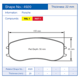 Pagid Racing Front/Rear Brake Pad Set No. 4920 for Porsche 991