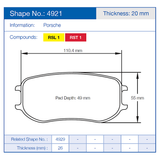 Pagid Racing Front/Rear Brake Pad Set No. 4921 for Porsche 991