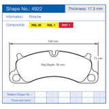 Pagid Racing Front/Rear Brake Pads for Porsche 991/981 (2011–2020)