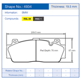 Pagid Racing Front Brake Pad Set No. 4934 product image 2