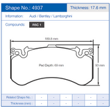 Pagid Racing Front Brake Pad Set No. 4937 RSC1