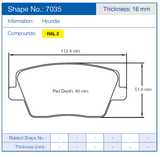 Competition Motorsport Pagid Racing Rear Racing Brake Pads No. 7035