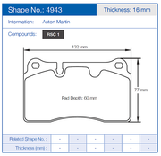 Pagid Racing Rear Brake Pad Set No. 4943 for Aston Martin DB9/Vanquish
