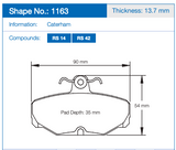 Pagid Racing Rear Brake Pads for Caterham Seven Range