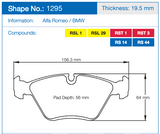 Pagid Racing Front Brake Pad Set No. 1295