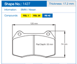 Pagid Racing Front Brake Pad Set No. 1427