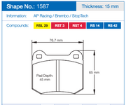 Pagid Racing Rear Brake Pad Set No. 1587