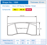 Pagid Racing Front Brake Pad Set No. 1896