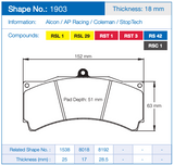 Pagid Racing Front/Rear Brake Pad Set No. 1903