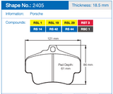 Pagid Racing No. 2405 Rear Brake Pad Set for Porsche 996/997/987/981/718
