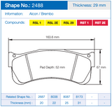 Pagid Racing No. 2488 Front Brake Pads for Porsche 997 (2007–2012)