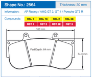 Pagid Racing RSL1 Front Brake Pads for Porsche 991