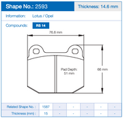 Pagid Racing Front Brake Pad Set No. 2593