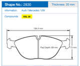 Pagid Racing Front Brake Pads for Audi RS4 quattro Avant [B5]