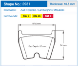 Pagid Racing Front Brake Pad Set No. 2931