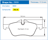 Pagid Racing Front Brake Pads for BMW Mini Cooper