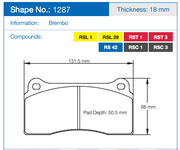 Pagid Racing Rear Brake Pads for Audi R8 4.2 and 5.2 FSI quattro