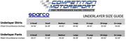 Competition Motorsport Sparco RW-7 Nomex Shirt size chart
