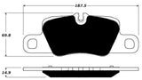 Porterfield Front/Rear Brake Pad Set for Porsche Panamera with Iron Rotors (2010)