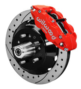 Wilwood front red Superlite 6R caliper beside a 14.00-inch drilled/slotted rotor, angled assembly for CPP Chevrolet large-rotor setup