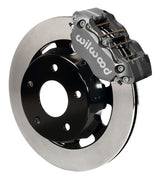Wilwood front gray Narrow Dynapro caliper beside an 11.75-inch plain-face rotor, angled assembly for late F-body vented-rotor arrangement