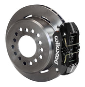 Wilwood Javelin Rear Brakes, Black Low-Profile Calipers, angled black caliper and plain rotor assembly