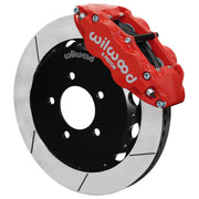Wilwood Honda Front Brake Conversion, Red Civic/CR-Z GT Kit, angled red caliper and slotted rotor assembly