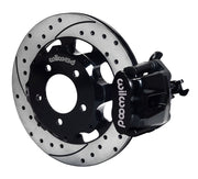 Wilwood Honda Civic Si Rear Brake Kit, Black SRP Package, angled black caliper and drilled/slotted rotor assembly