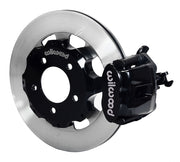 Wilwood Civic Si Rear Brakes, Black Combination Calipers, angled black caliper and plain rotor assembly