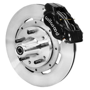 Wilwood Black Chevy Front Brakes, 12.19-Inch Rotors and Hubs, angled black caliper and plain rotor assembly