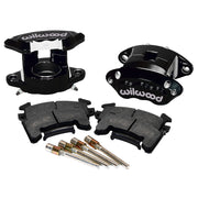 Wilwood Black Metric Front Brake Calipers, 2.50-Inch Bores, paired black calipers, pads and slide pins, wider product view
