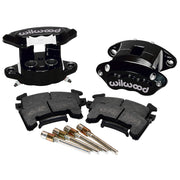 Wilwood Black D154 Rear Brake Kit, 0.81-Inch Rotor Width, paired black calipers, pads and slide pins, wider product view