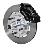 Wilwood front Forged Dynalite Internal kit for GMC/Buick/Chevrolet/Oldsmobile/Pontiac/Isuzu disc spindle: black caliper and 12.19-inch plain-face rotor in assembled view