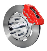 Wilwood front Forged Dynalite Internal kit for Chevrolet Bel Air/Nomad/One-Fifty Series/Sedan Delivery/Two-Ten Series/Del Ray: red caliper and 12.19-inch plain-face rotor in assembled view