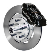 Wilwood front Forged Dynalite Internal kit for Chevrolet Bel Air/Nomad/One-Fifty Series/Sedan Delivery/Two-Ten Series/Del Ray: black caliper and 12.19-inch plain-face rotor in assembled view