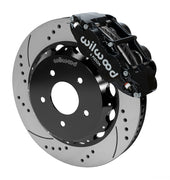 Wilwood front Forged Narrow Superlite 6R kit for Jeep Wrangler/Wrangler JK: black caliper and 14.00-inch drilled and slotted rotor in assembled view
