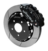 Wilwood front Forged Narrow Superlite 6R kit for Jeep Wrangler/Wrangler JK: black caliper and 14.00-inch slotted rotor in assembled view