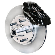 Wilwood front Forged Dynalite Internal kit for Chevrolet drum spindle: black caliper and 11.00-inch plain-face rotor in assembled view