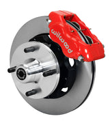 Wilwood front Forged Dynalite Internal kit for Ford/Mercury Falcon/Ranchero/Comet/Mustang: red caliper and 10.75-inch plain-face rotor in assembled view