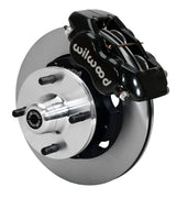 Wilwood front Forged Dynalite Internal kit for Ford/Mercury Falcon/Ranchero/Comet/Mustang: black caliper and 10.75-inch plain-face rotor in assembled view